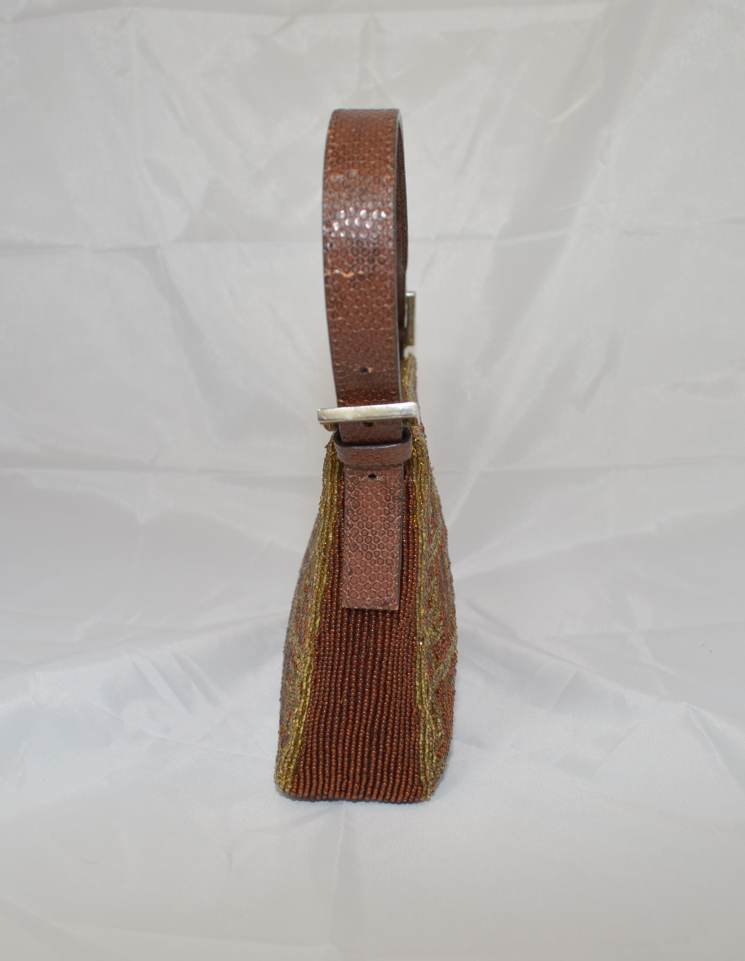 Fendi Beaded Baguette Shoulder Bag with Zucca Design 4