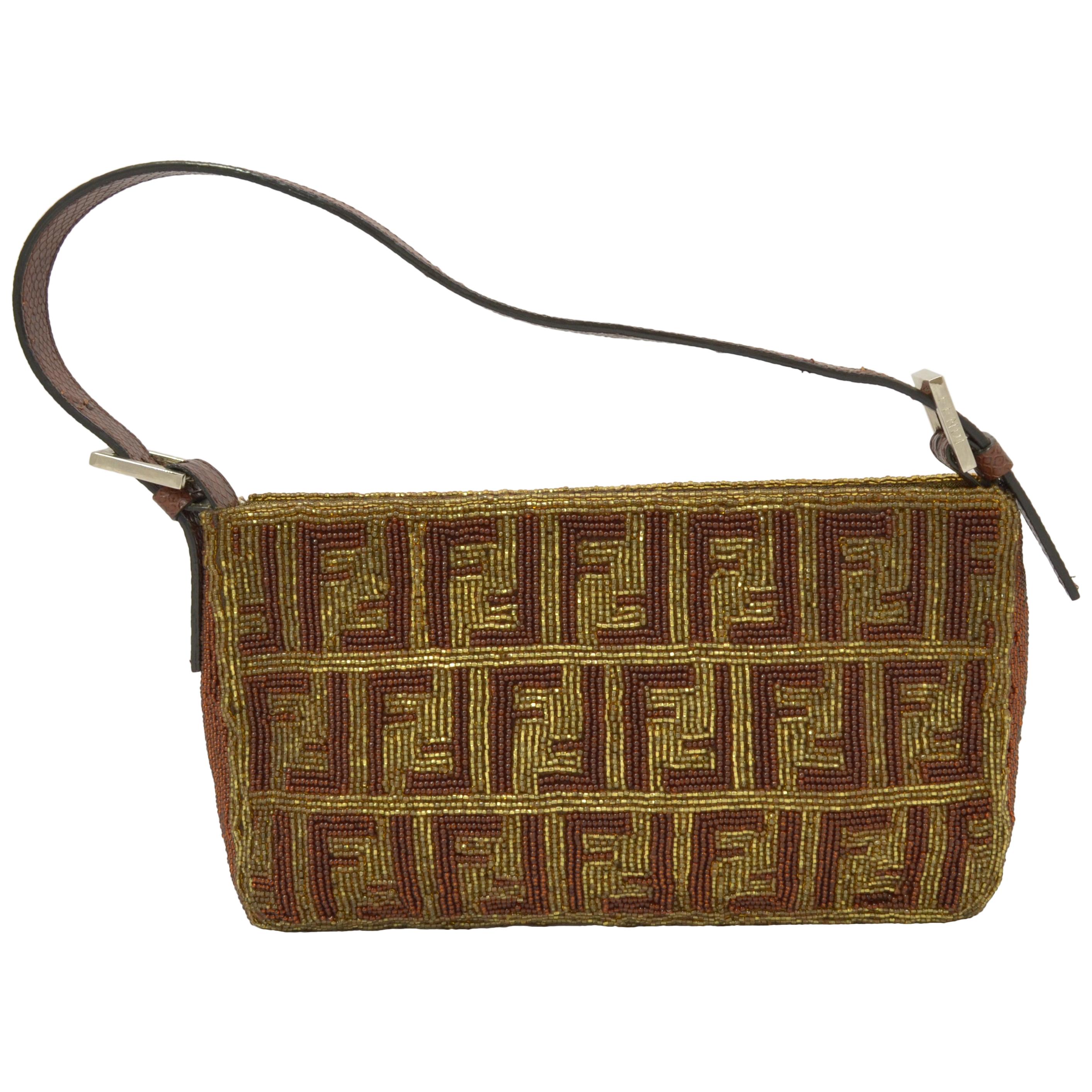 Fendi Beaded Baguette Shoulder Bag with Zucca Design