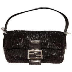 Fendi Beaded Black Baguette Handbag