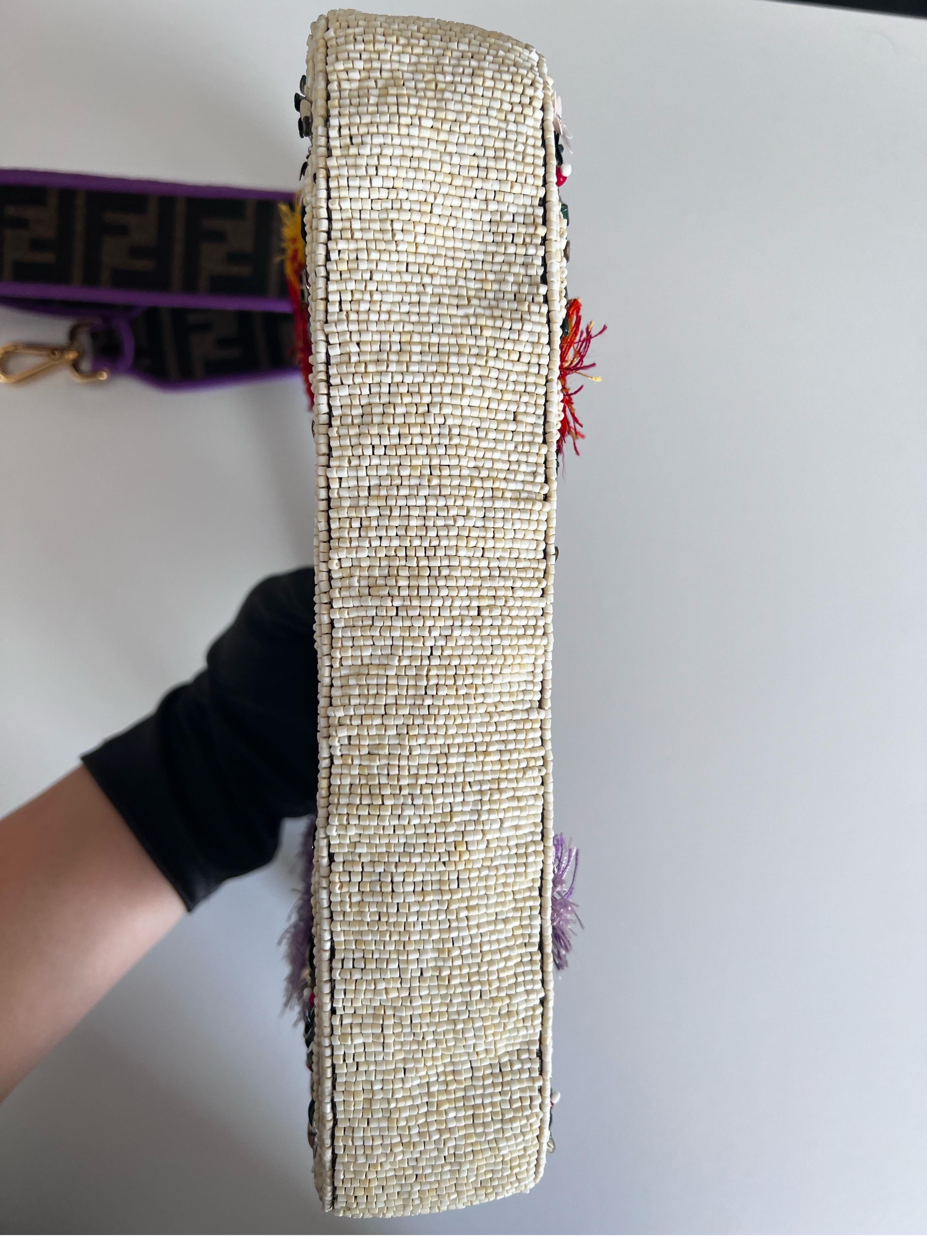 FENDI Beaded Embroidery Baguette In Excellent Condition In Aurora, IL