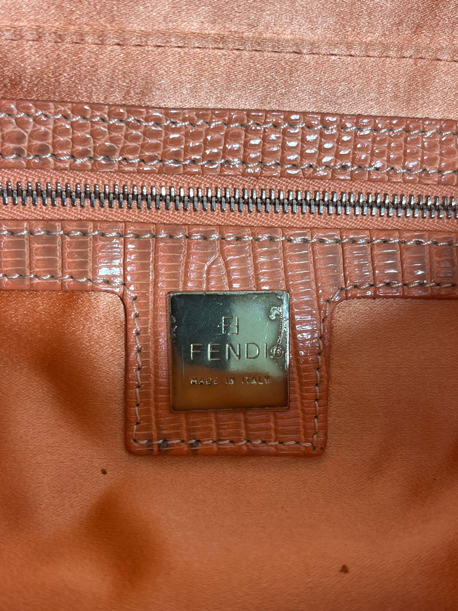 Fendi Beaded & Lizard Skin Baguette Bag For Sale 5