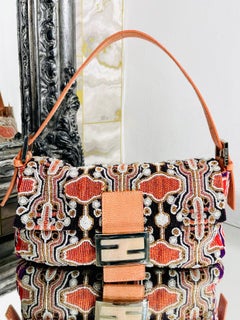 Fendi Beaded & Lizard Skin Baguette Bag