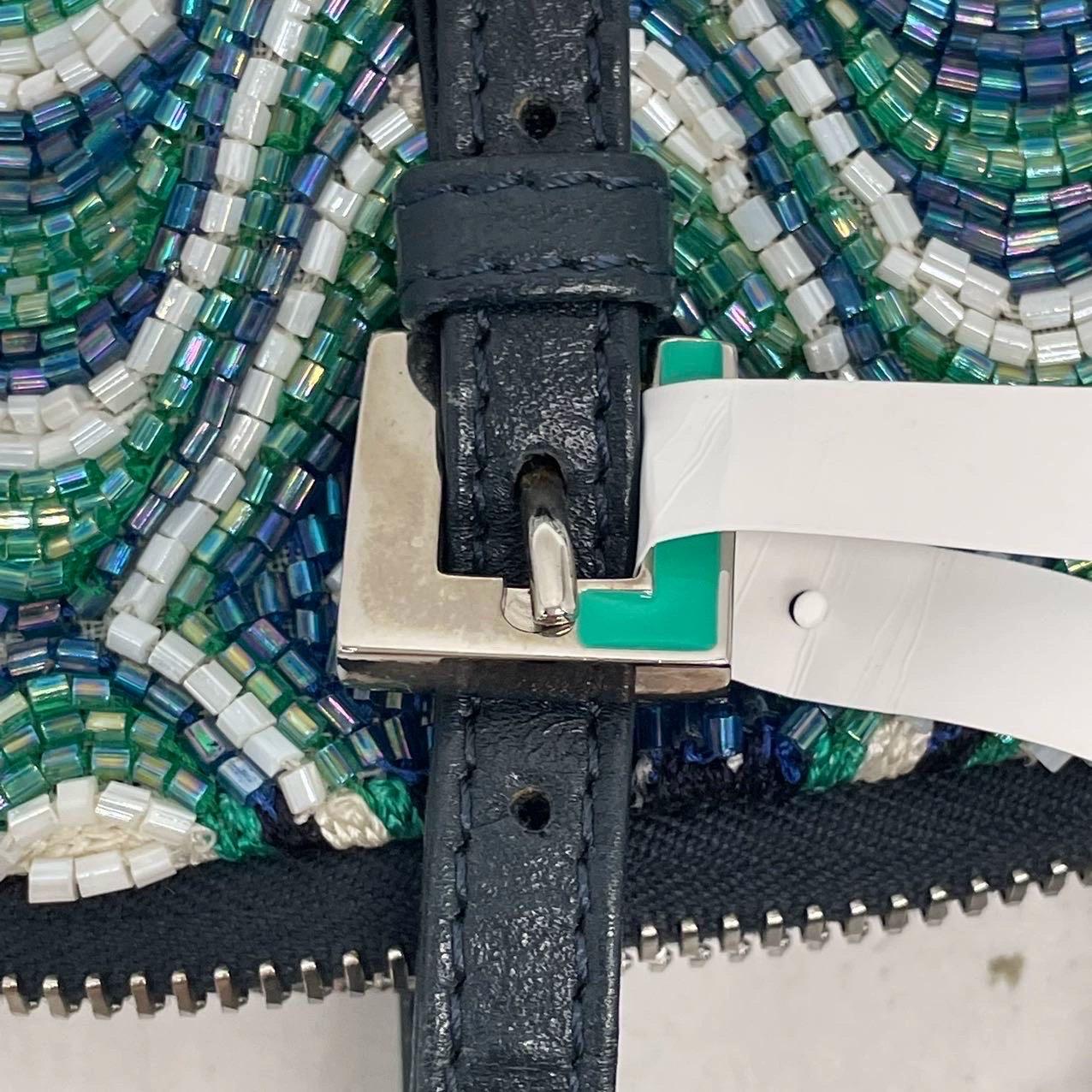 Sac à bandoulière perlé de Fendi Bleu Vert Greene Greene en vente 9