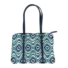 Fendi Beaded Shoulder Bag Blue Green Teel Eyelets