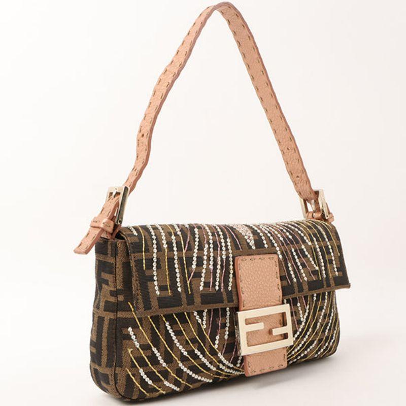 Fendi Beads Ff Zucca Pattern Selleria Mamma Baguette Brown

Additional information:
Measurements: 26 W x 4 D x 13 H cm
Shoulder drop 37 cm (3 adjustment holes each)
Condition: Good
This item has been used and may have some minor flaws. Before