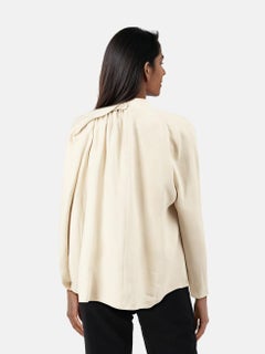 Fendi Beige Abstract Print Silk Asymmetric Blouse Size XXS