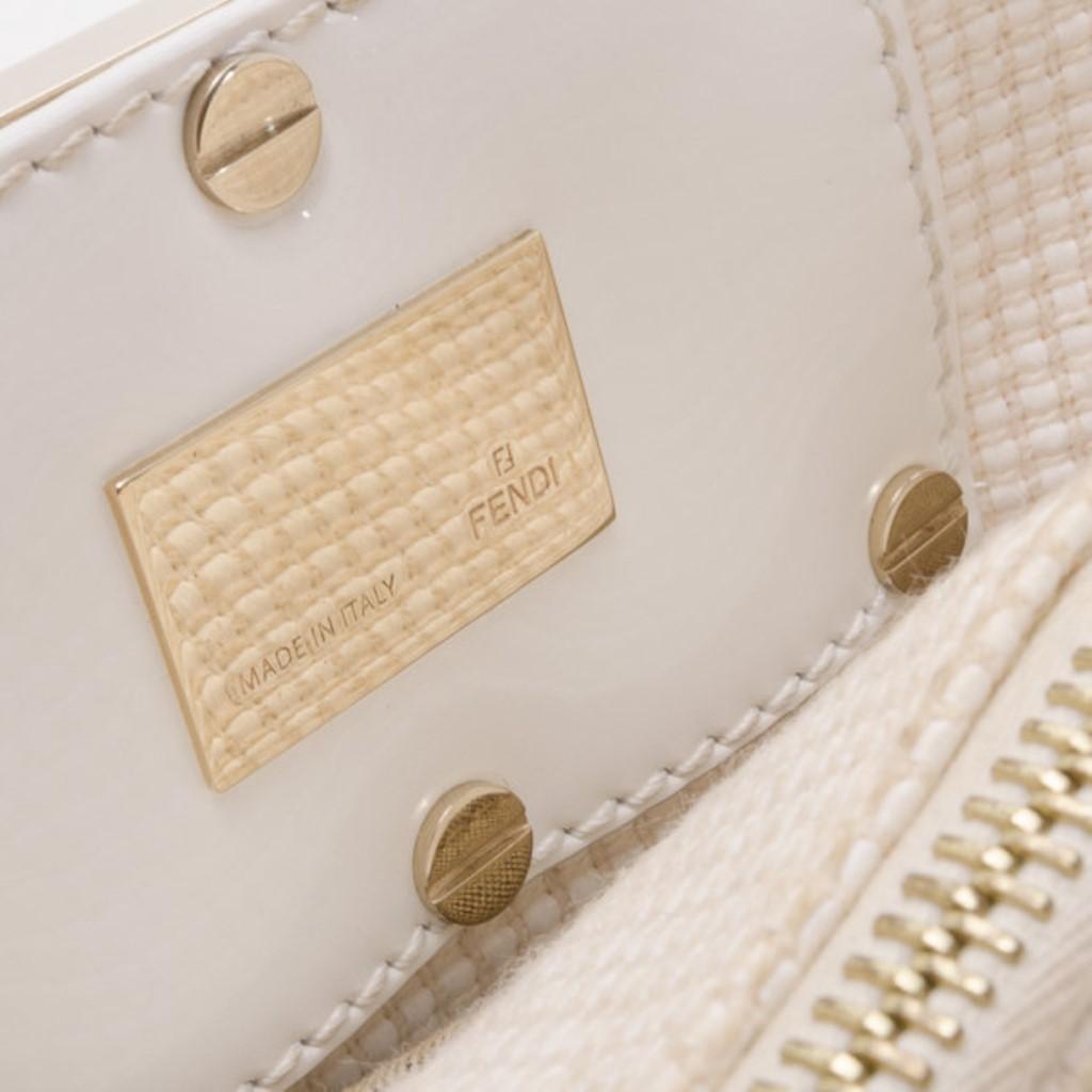 Fendi Beige and White Zucca Fabric Mia Shoulder Bag 1