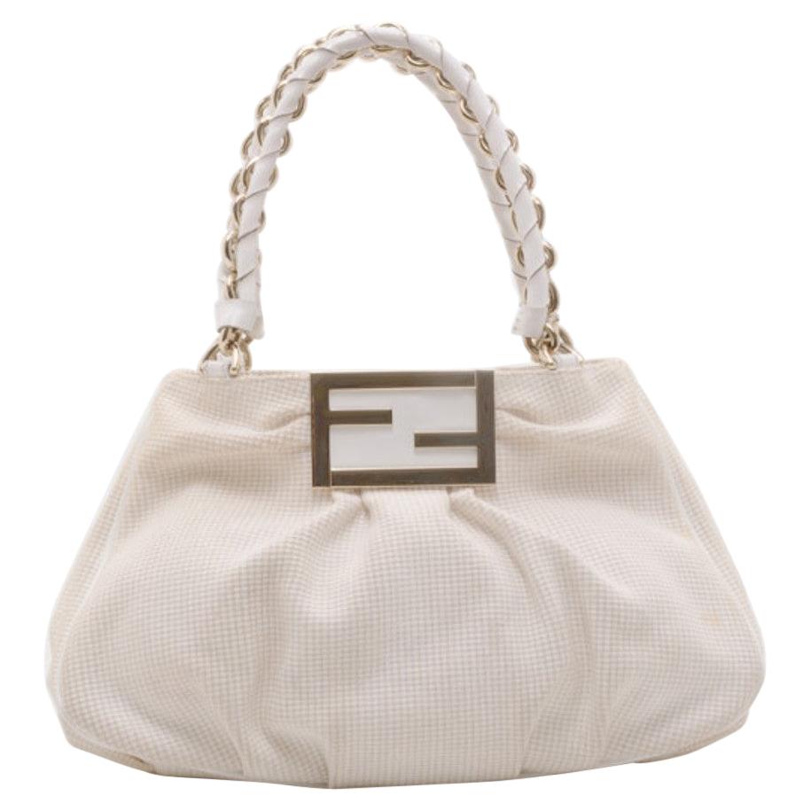 Fendi Beige and White Zucca Fabric Mia Shoulder Bag