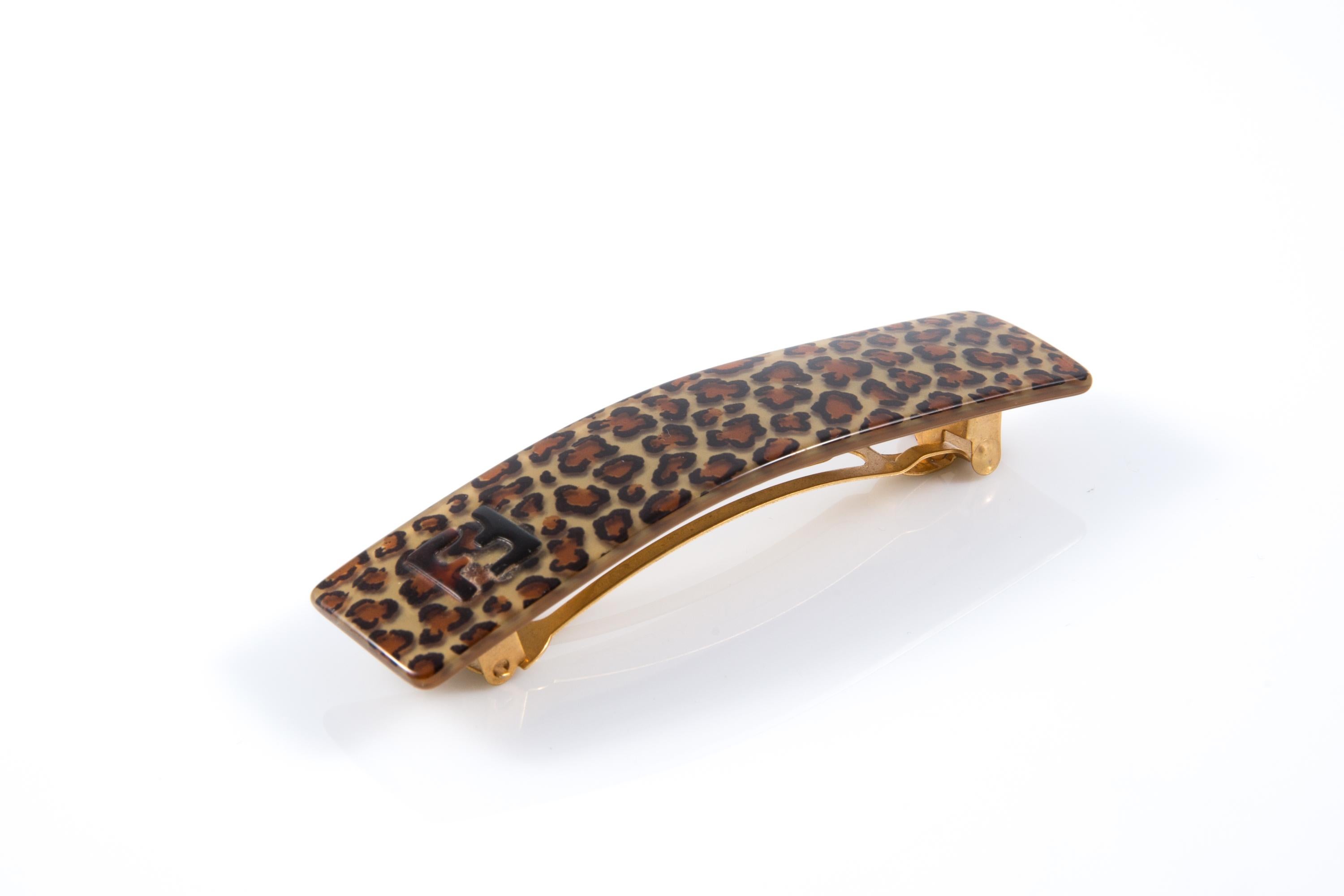 Fendi Beige Tier gedruckt Haarspange Damen im Angebot