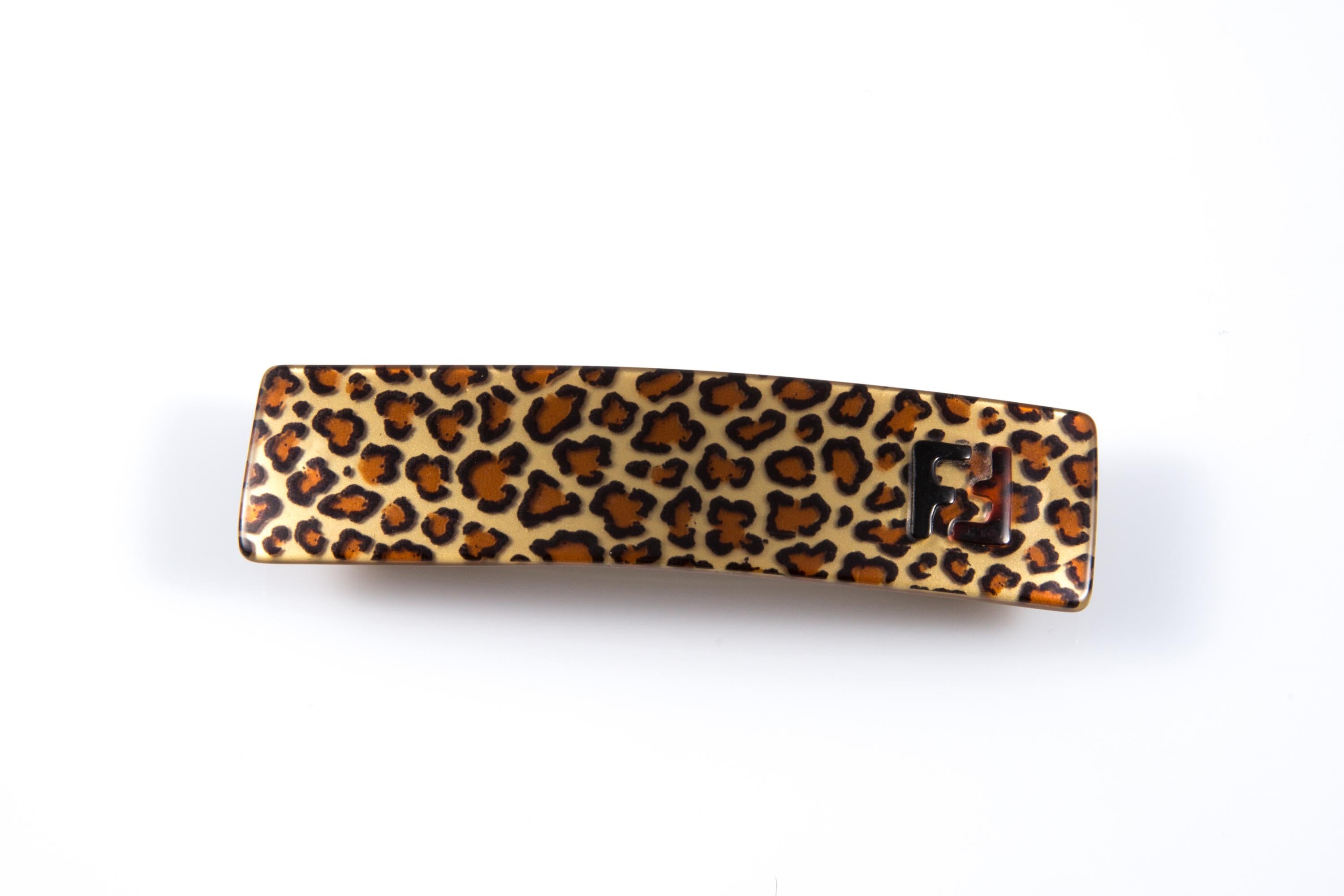 Fendi Beige Tier gedruckt Haarspange im Angebot 1