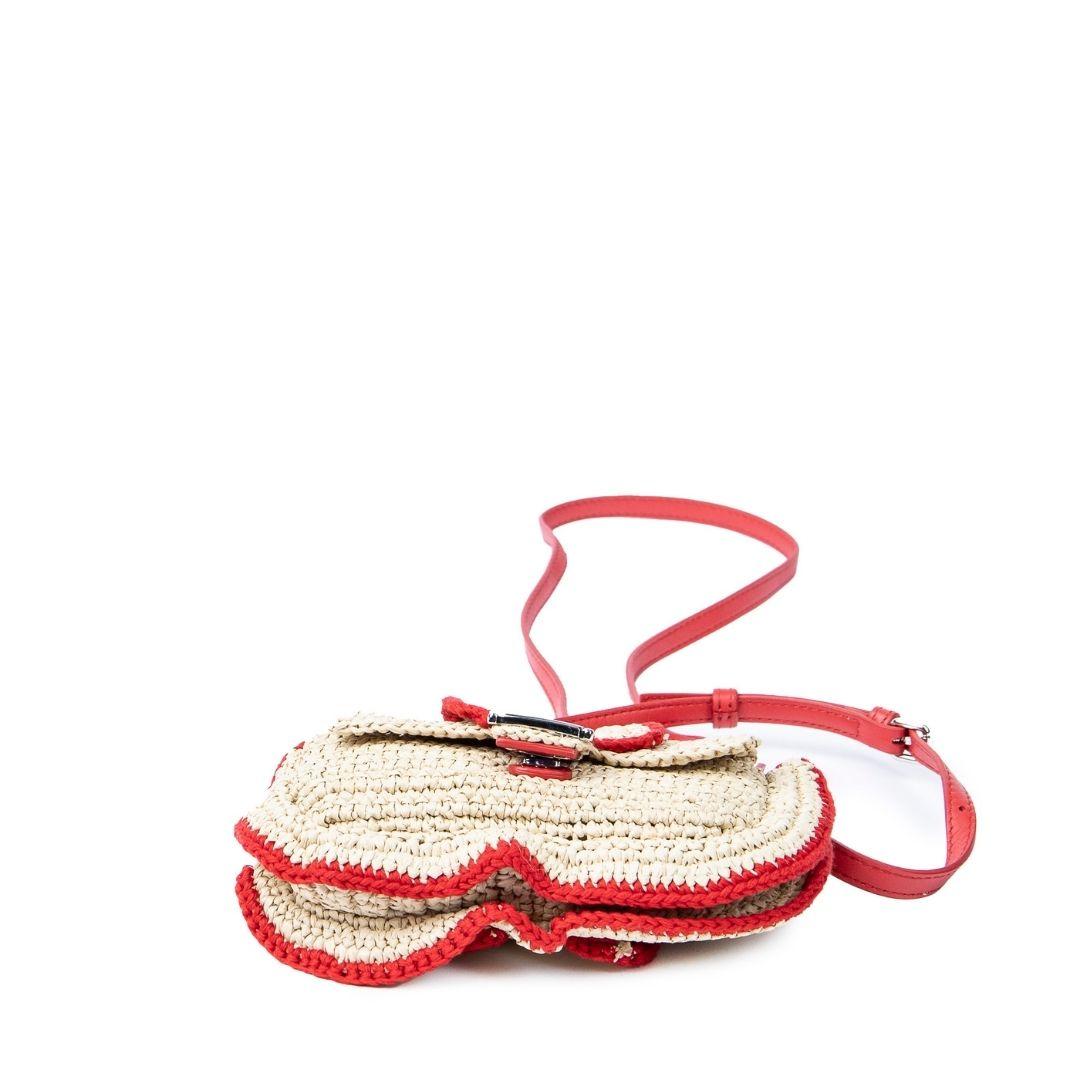 Fendi Beige Basket Weave Mini Baguette For Sale 2