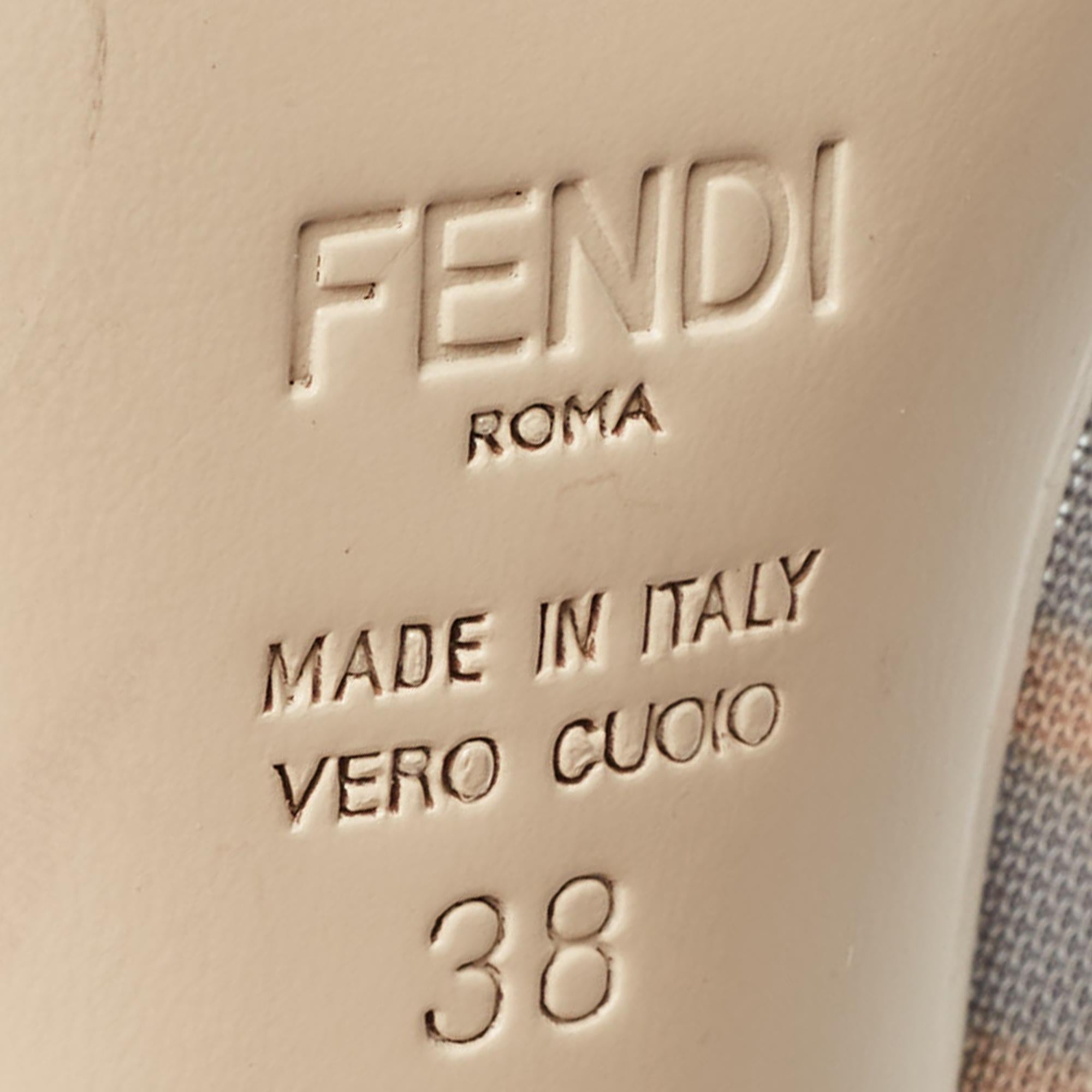 Fendi Beige/Black Leather And Mesh Colibri Logo Pointed Toe Pumps Size 38 3