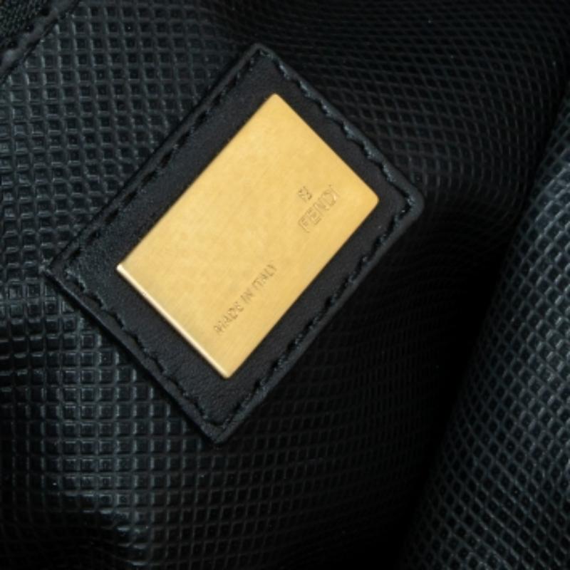 Bianco Fendi Beige/Nero Borsa a manico alto Peekaboo con fodera in pelle e perline