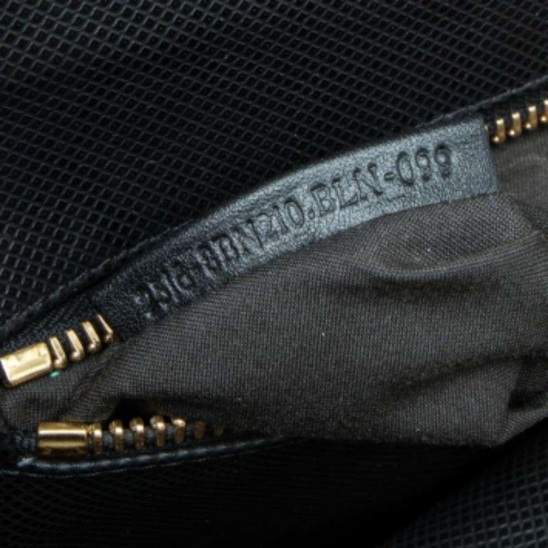 Fendi Beige/Nero Borsa a manico alto Peekaboo con fodera in pelle e perline 1