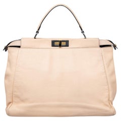 Fendi Bolso grande de asa alta con forro de cuentas de piel beige/negro