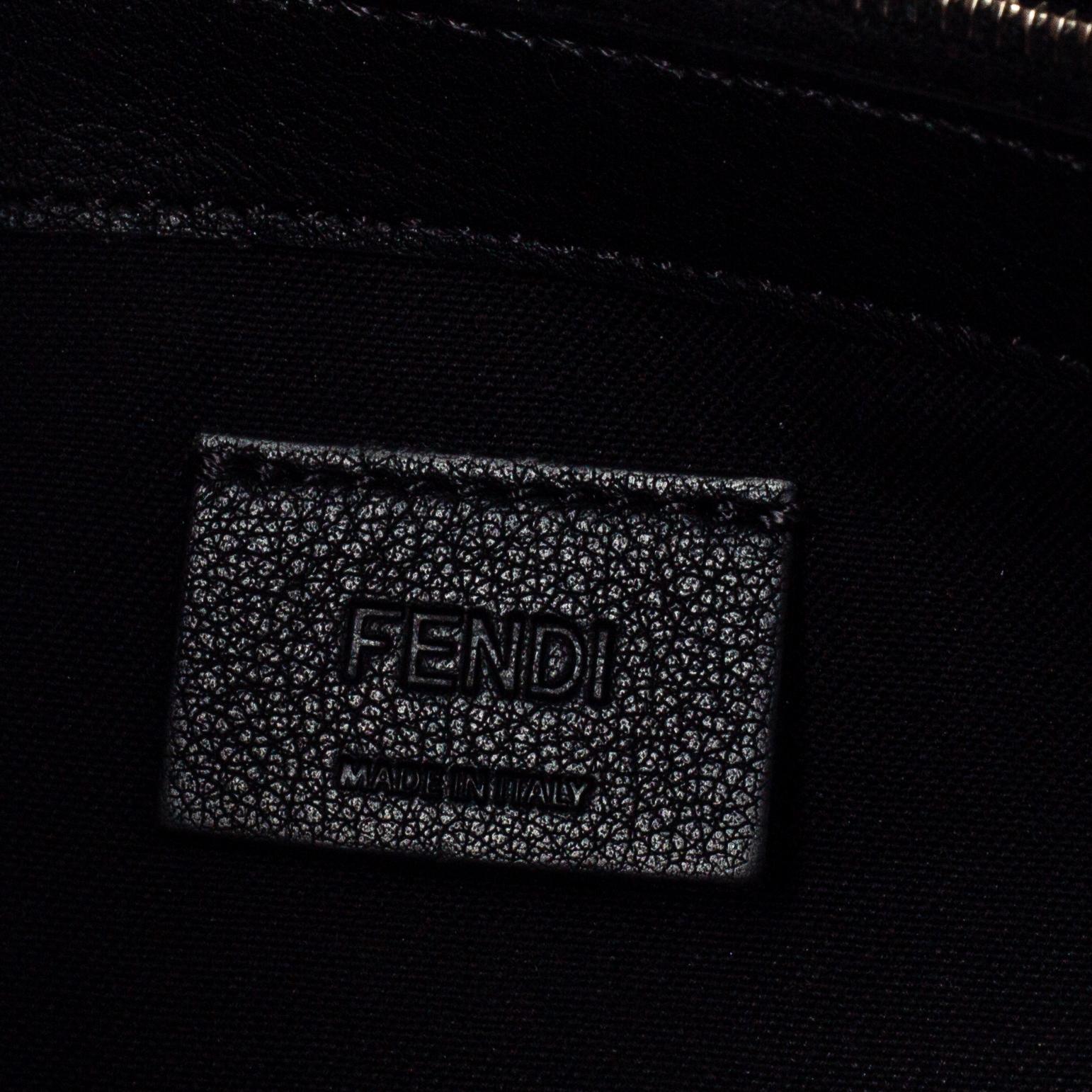 Fendi Beige/Black Leather Envelope Continental Wallet 3