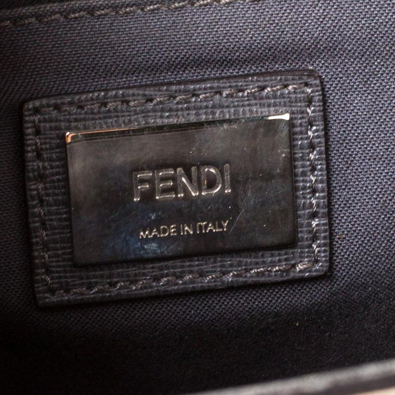 Fendi Beige/Blue Textured Leather Small Demi Jour Top Handle Bag 2