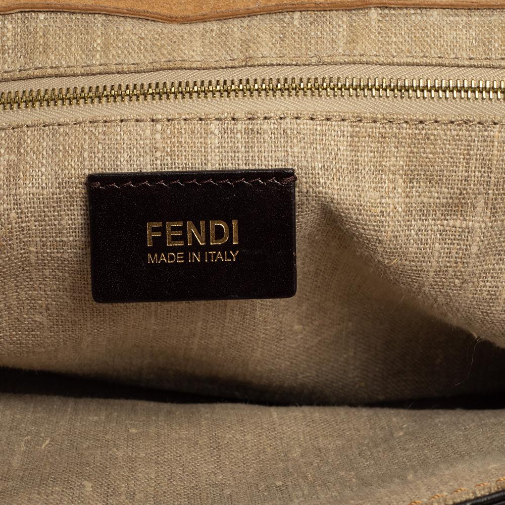 Fendi Beige/Brown Leather Silvana Top Handle Bag 4