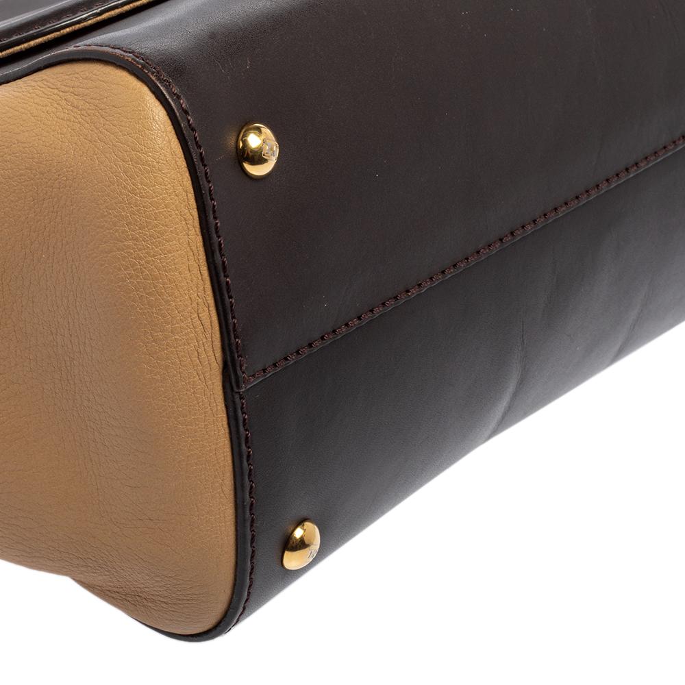 Fendi Beige/Brown Leather Silvana Top Handle Bag 5