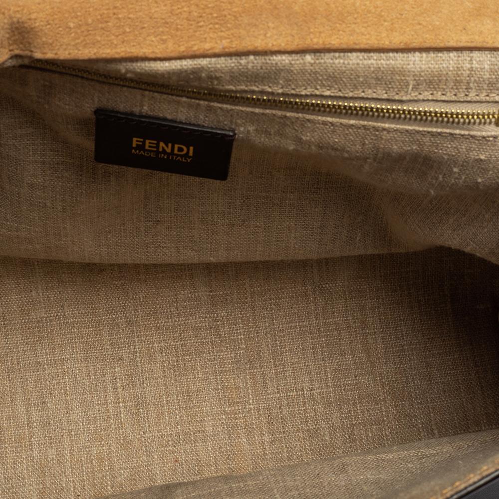 Fendi Beige/Brown Leather Silvana Top Handle Bag 6