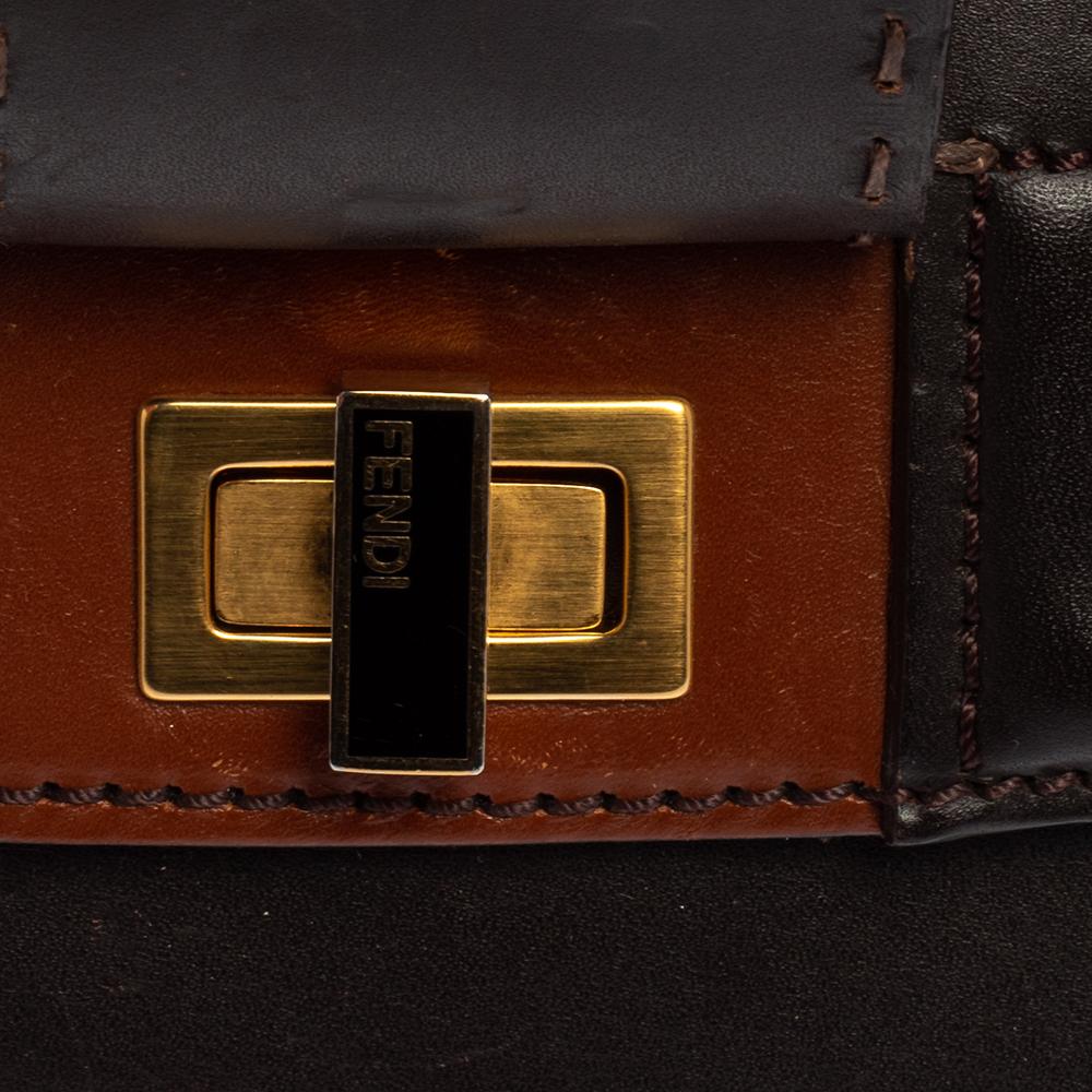 Fendi Beige/Brown Leather Silvana Top Handle Bag 8