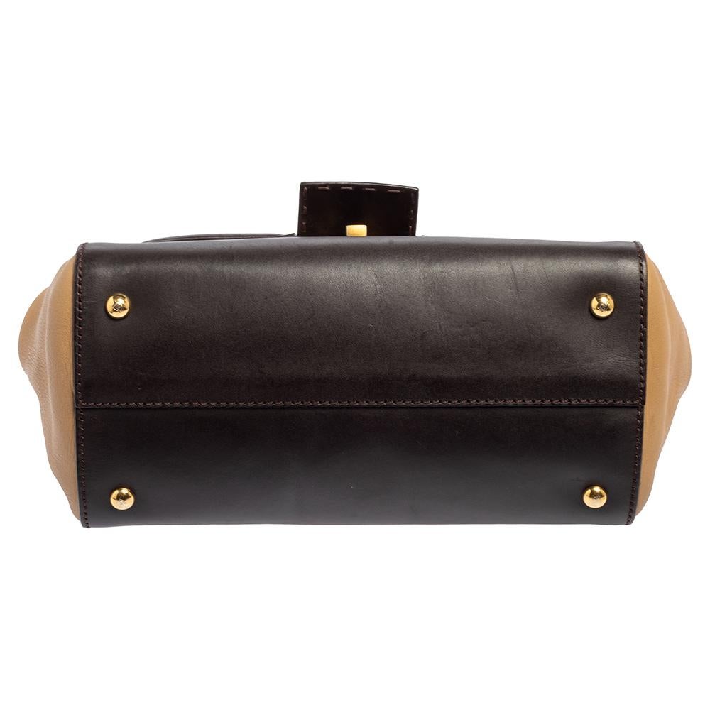 Women's Fendi Beige/Brown Leather Silvana Top Handle Bag