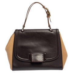 Fendi Beige/Brown Leather Silvana Top Handle Bag