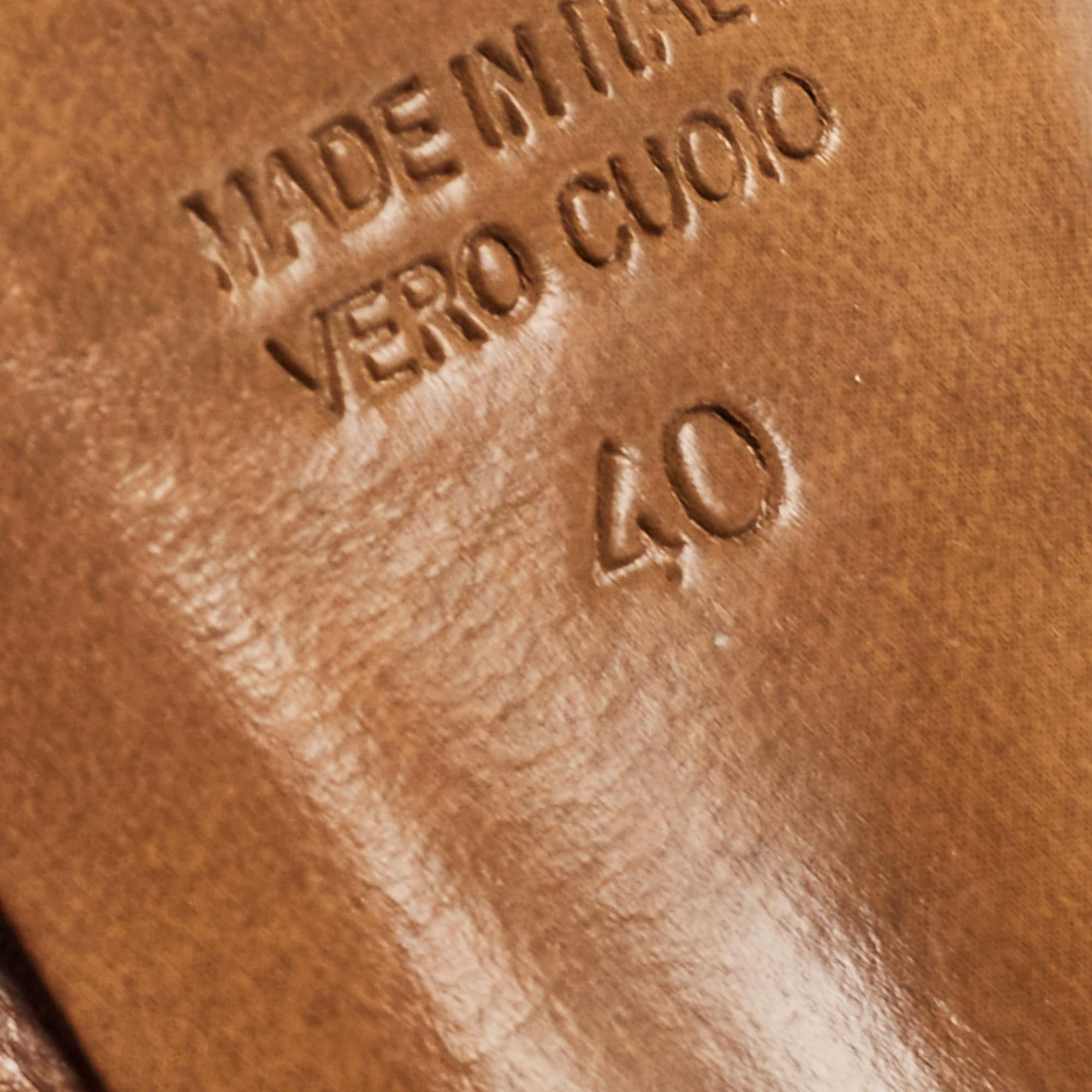Fendi Beige/Brown Leather Velvet Ankle Strap Pumps Size 40 For Sale 6