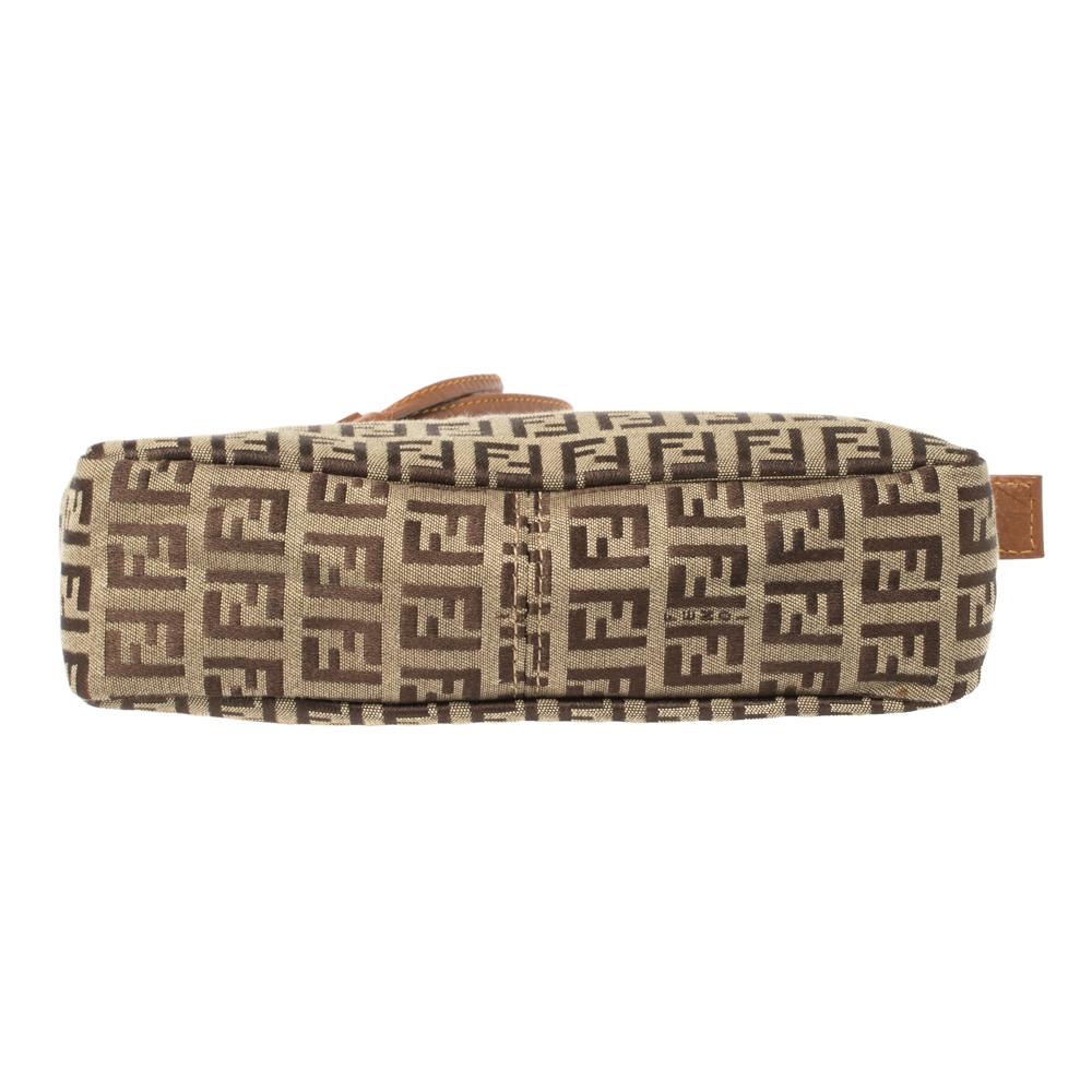 Fendi Beige/Brown Zucchino Canvas and Leather Baguette Bag 1