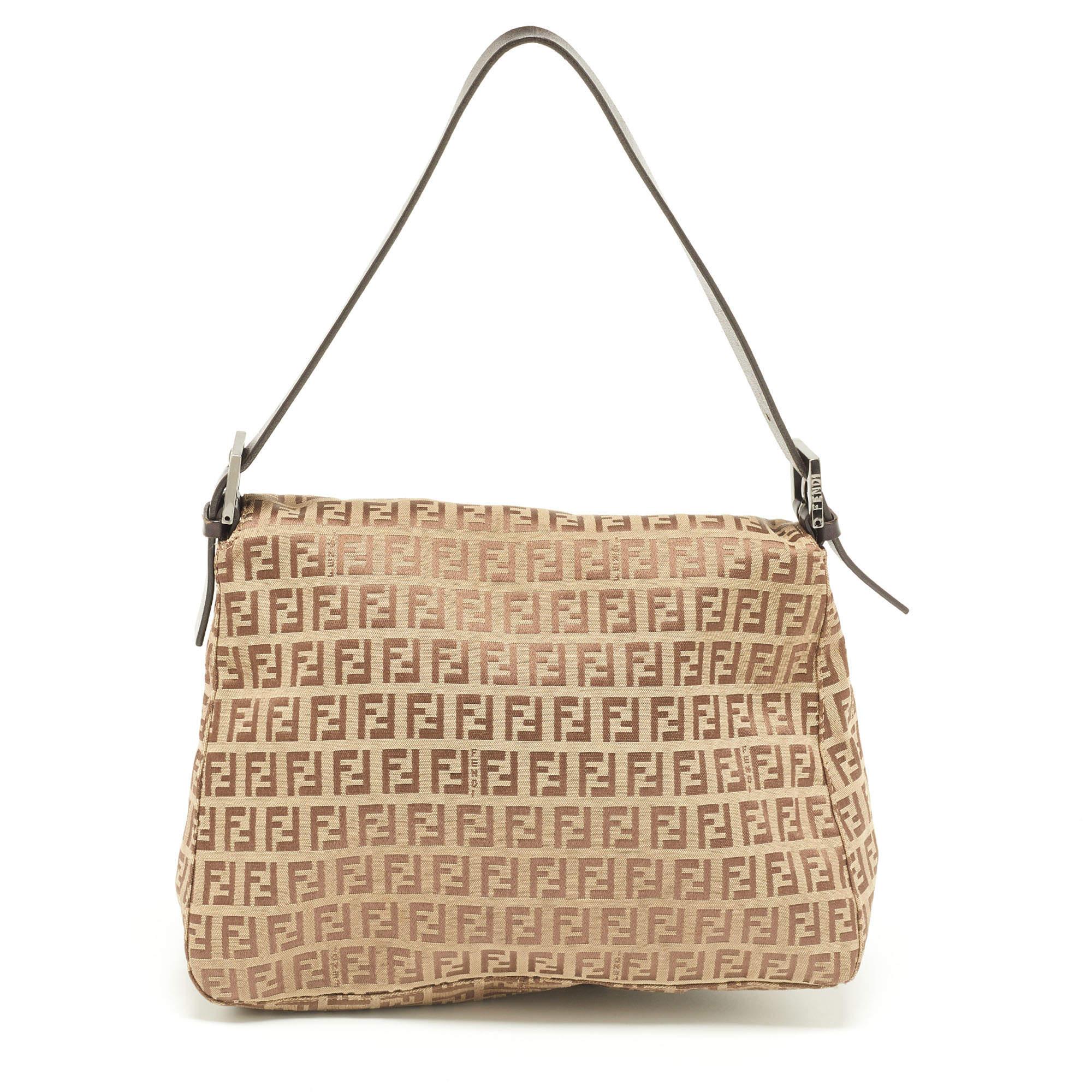 Fendi Beige/Brown Zucchino Canvas and Leather Mama Baguette Bag 3