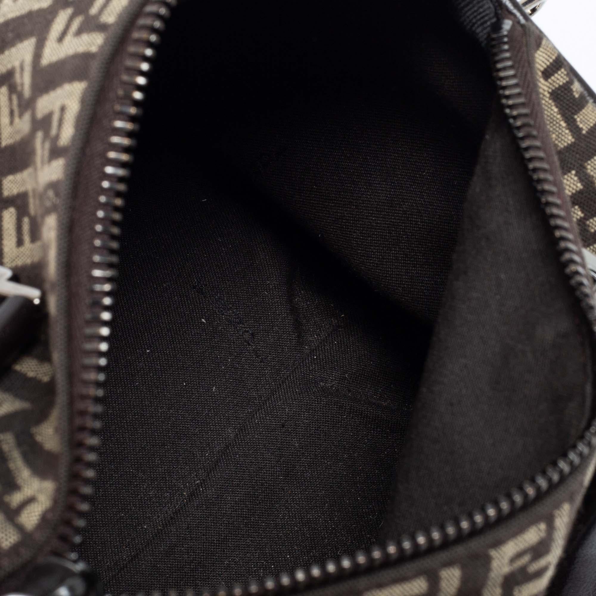 Fendi Beige/Brown Zucchino Canvas and Leather Mini Forever Bauletto Bag 2