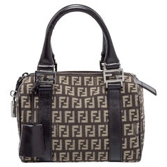 Fendi Mini Forever Bauletto Tasche aus Segeltuch und Leder in Beige/Braun aus Zucchino