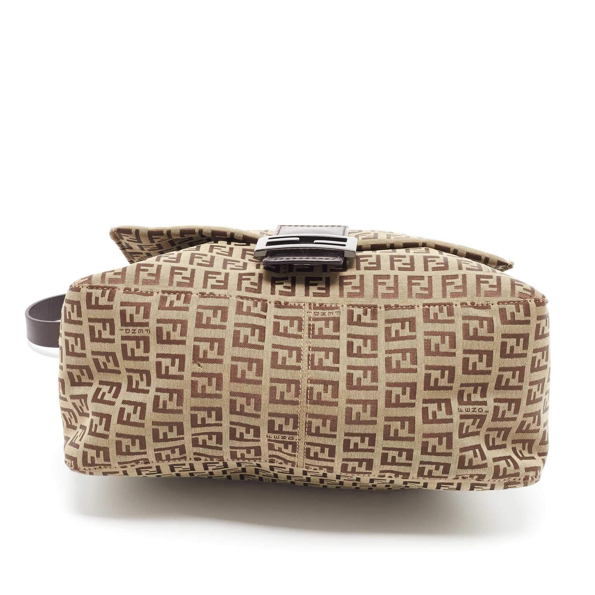 Fendi Beige/Brown Zucchino Fabric and Leather Mama Baguette Bag 1
