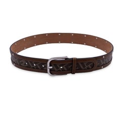Fendi Beige Canvas Leather Zucca Studded Belt Size 90/36