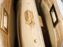 Fendi Beige Crocodile leather Peekaboo handle bag