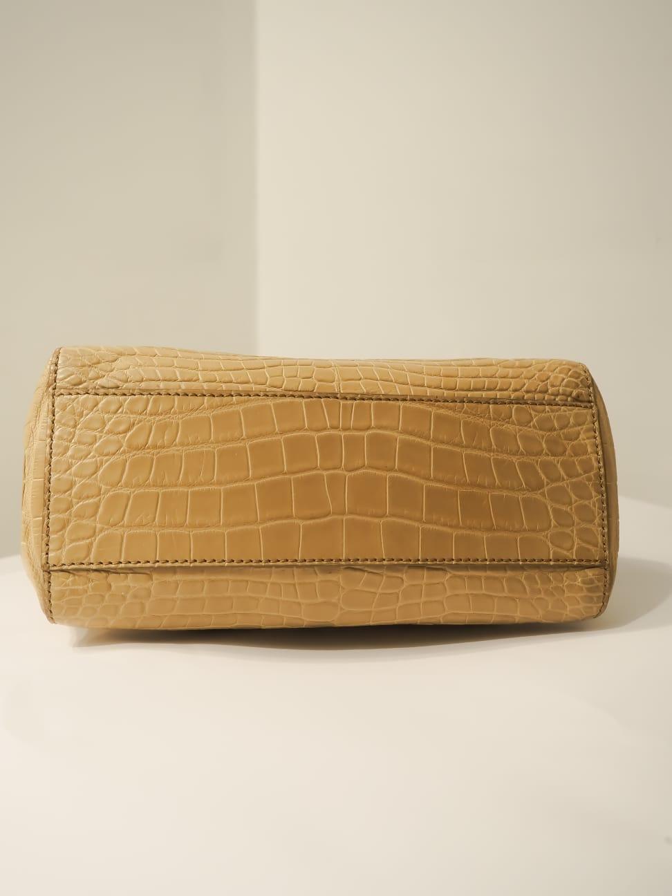 Fendi Beige Crocodile leather Peekaboo handle bag 2