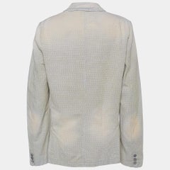 Fendi Beige Distressed Logo Monogram Denim Jacket