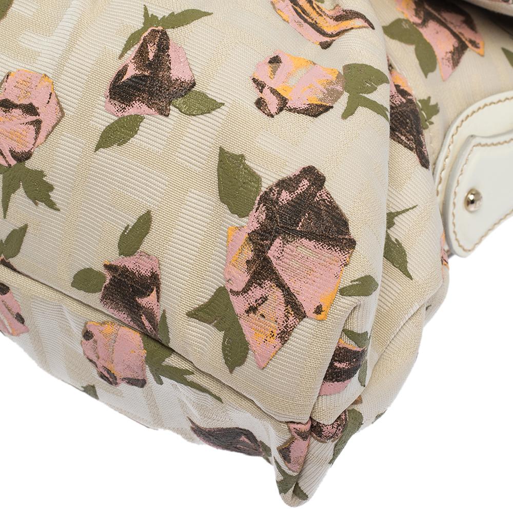 Fendi Beige Floral Print Zucca Canvas and Leather Chef Shoulder Bag 2