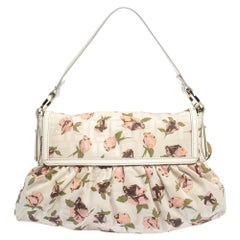 Fendi Beige Floral Print Zucca Canvas and Leather Chef Shoulder Bag