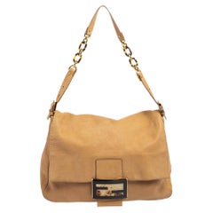 Fendi Beige Iridescent Leather Mama Forever Large Flap Shoulder Bag