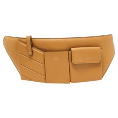 Fendi Beige Leather and Mesh 3 Pockets Belt Bag