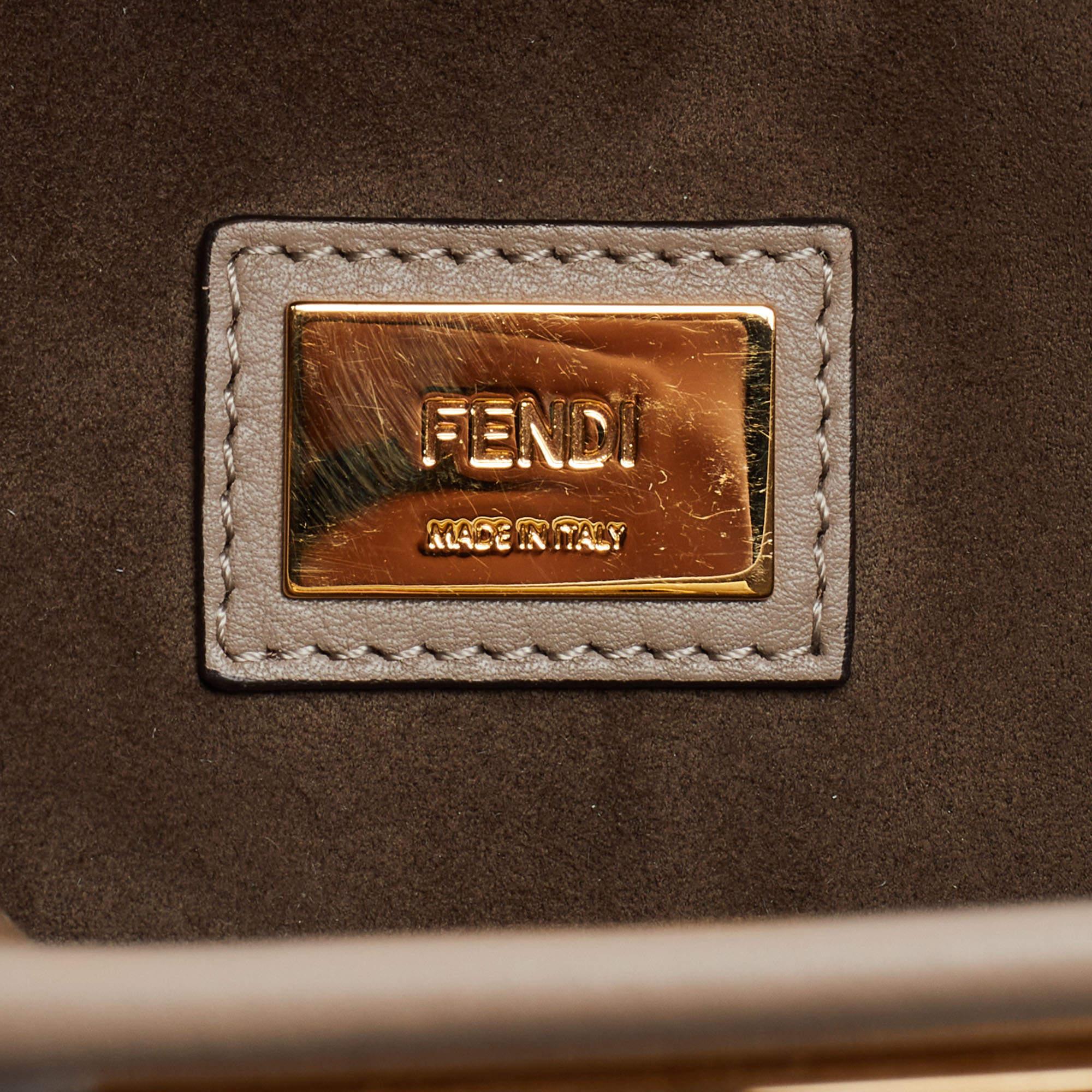 Fendi Beige Leather and Plexiglass Regular Peekaboo Top Handle Bag 6