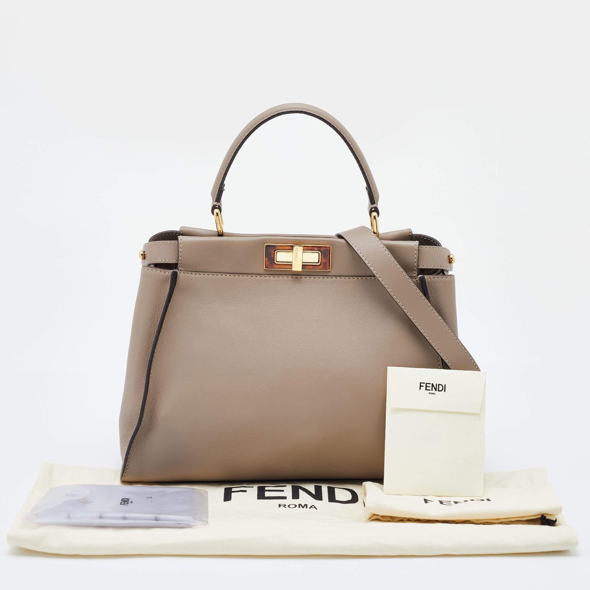 Fendi Beige Leather and Plexiglass Regular Peekaboo Top Handle Bag 7