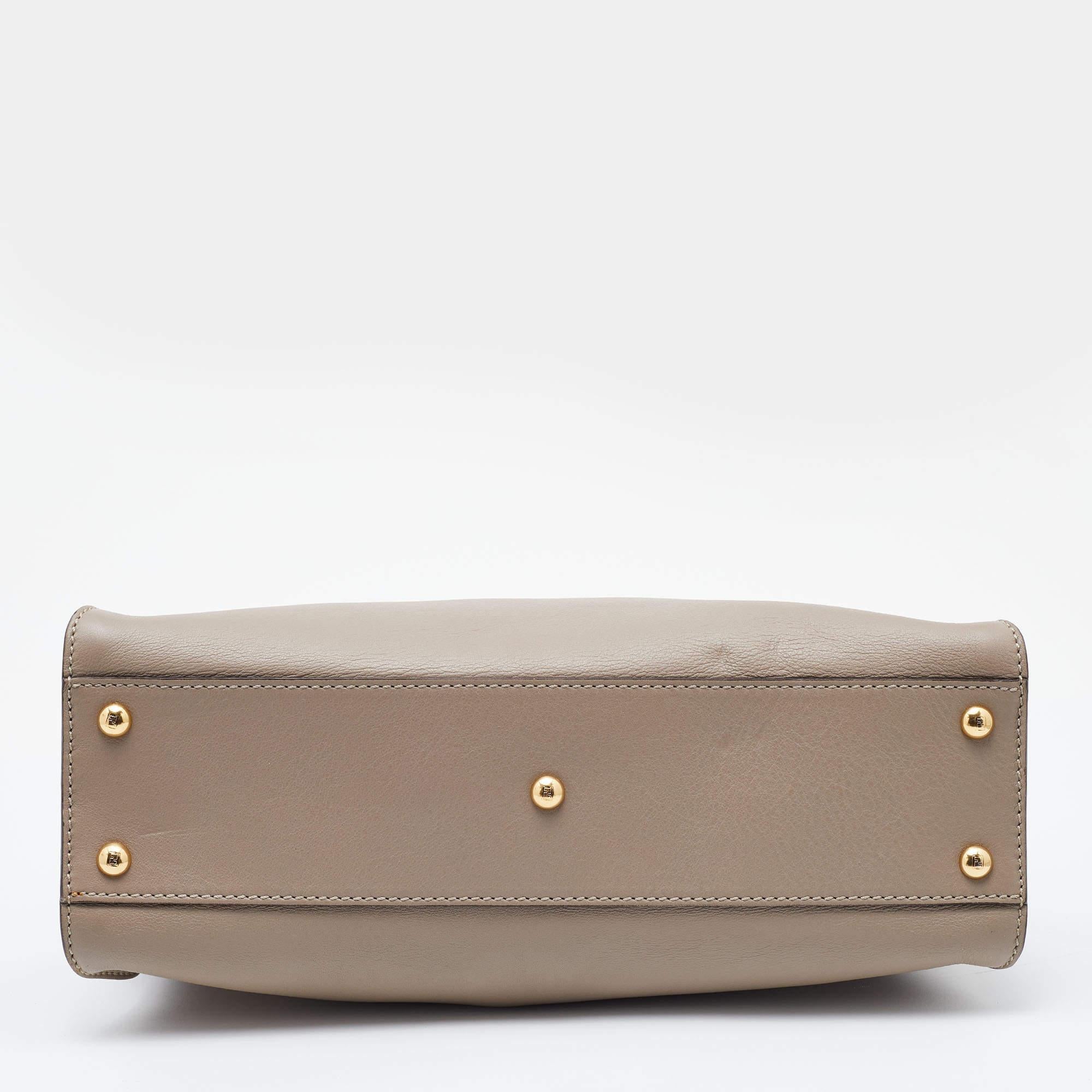 Fendi Beige Leather and Plexiglass Regular Peekaboo Top Handle Bag 1
