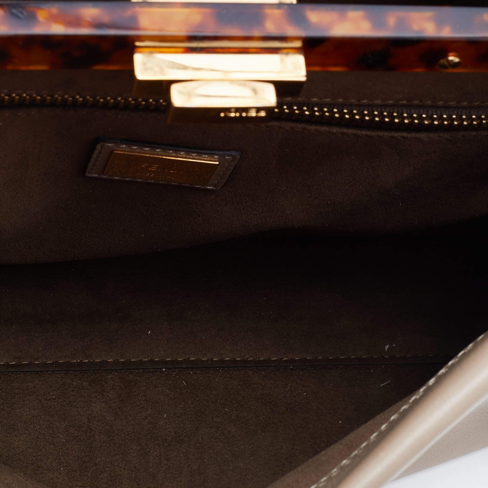 Fendi Beige Leather and Plexiglass Regular Peekaboo Top Handle Bag 2