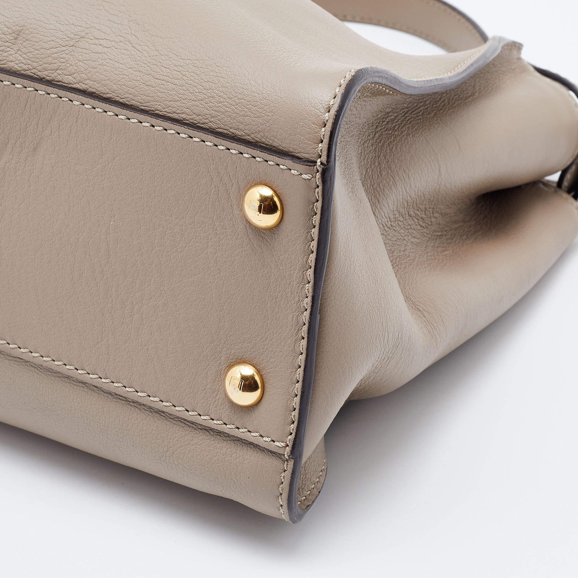 Fendi Beige Leather and Plexiglass Regular Peekaboo Top Handle Bag 3