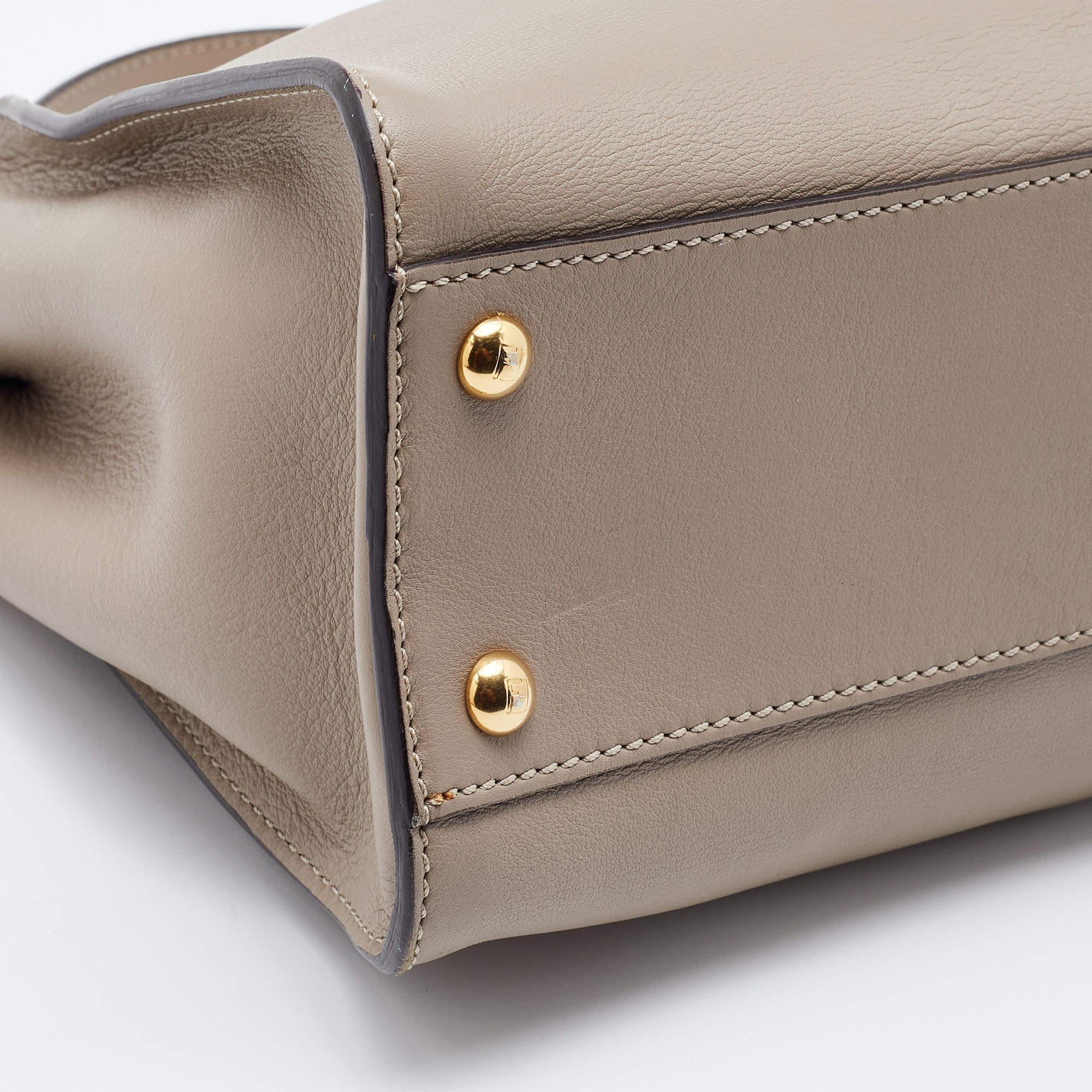 Fendi Beige Leather and Plexiglass Regular Peekaboo Top Handle Bag 4