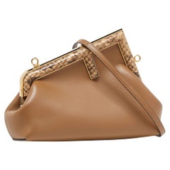 Fendi Beige Leather and Python Small First Shoulder Bag
