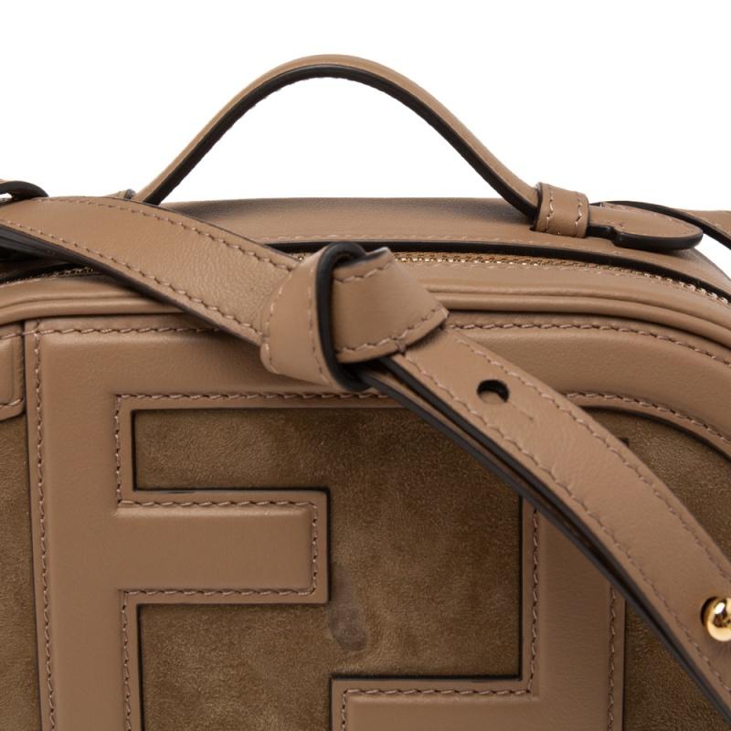 Fendi Beige Leather and Suede O’Lock Mini Camera Crossbody Bag In Excellent Condition In Dubai, Al Qouz 2