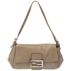 Fendi Beige Leather Baguette Shoulder Bag